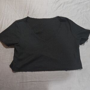 Black V-Neck Crop Top